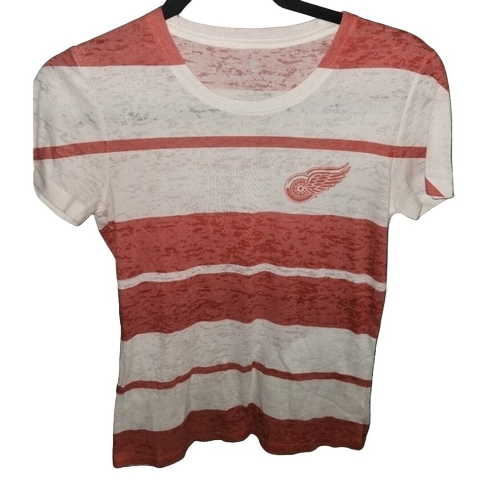 Levelwear Detroit Red Wings Burnout NHL Striped T Shirt Top